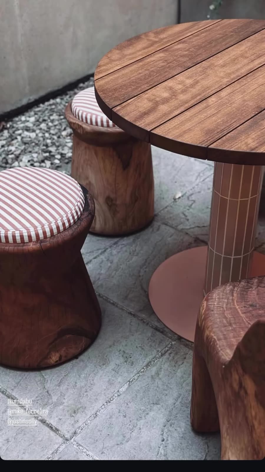 A finished round table and stools in a home
