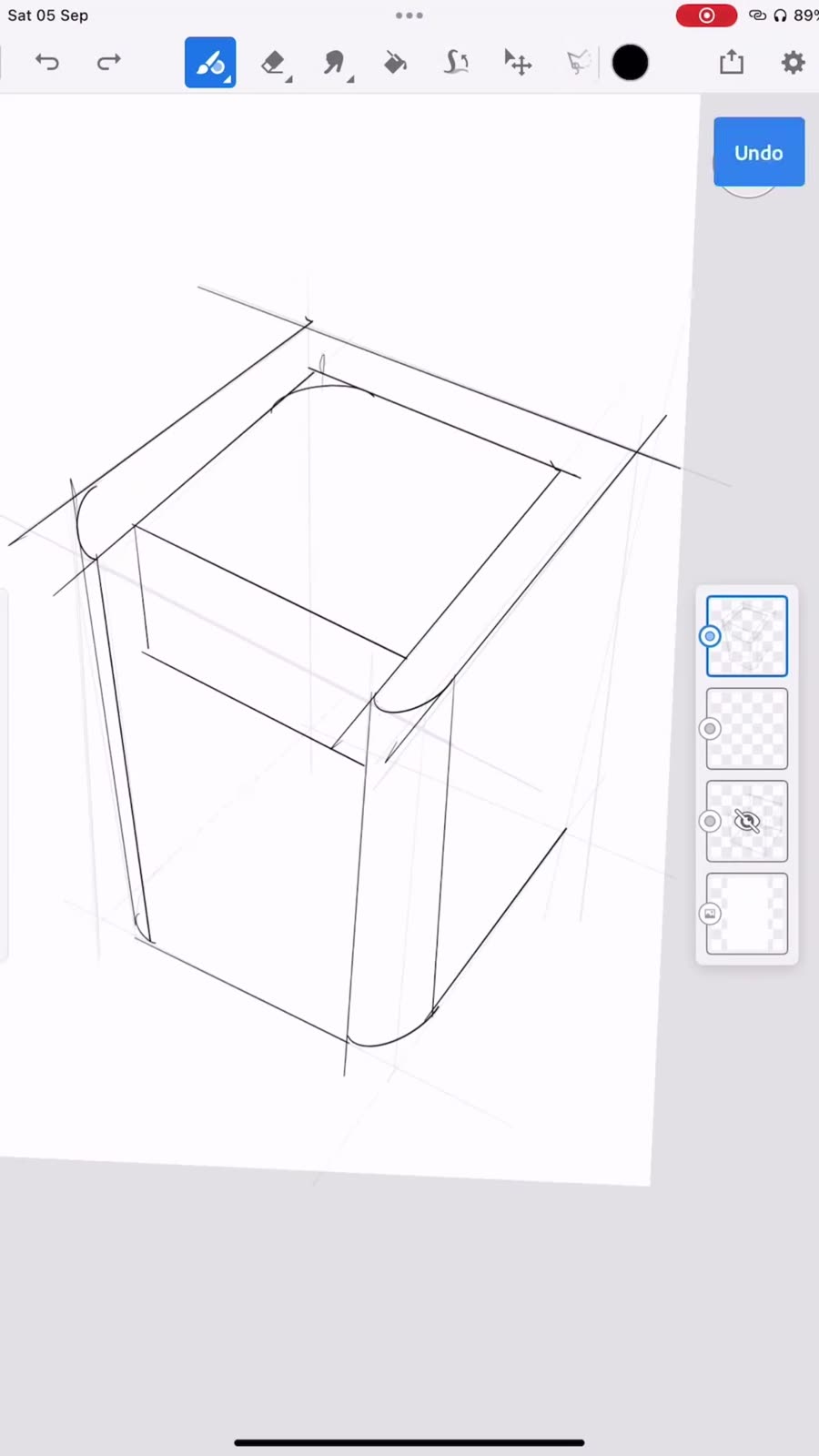 A sketch of a bedside table on a tablet